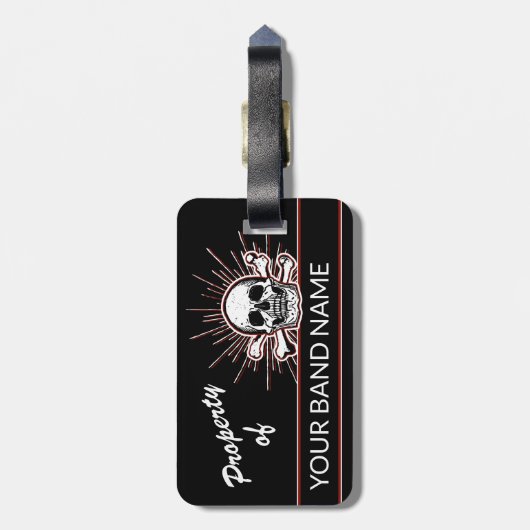 Aangepaste naam Band Skull Botten Rock Punk Music  Bagagelabel (Achterkant verticaal)