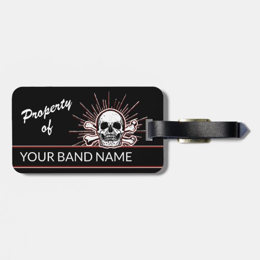 Aangepaste naam Band Skull Botten Rock Punk Music  Bagagelabel (Achterkant horizontaal)