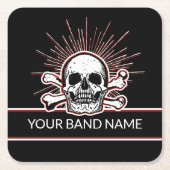 Aangepaste naam Band Skull Botten Rock & Roll Punk Kartonnen Onderzetters (Voorkant)