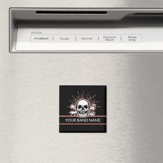 Aangepaste naam Band Skull Botten Rock & Roll Punk Magneet (Insitu (Vaatwasser))