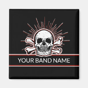 Aangepaste naam Band Skull Botten Rock & Roll Punk Magneet