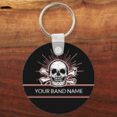 Aangepaste naam Band Skull Botten Rock & Roll Punk Sleutelhanger (Voorkant)