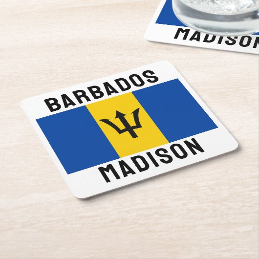 Aangepaste naam Barbados-vlag Kartonnen Onderzetters (Schuin)
