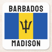 Aangepaste naam Barbados-vlag Kartonnen Onderzetters (Voorkant)