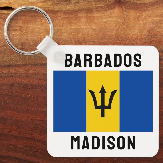 Aangepaste naam Barbados-vlag Sleutelhanger (Voorkant)