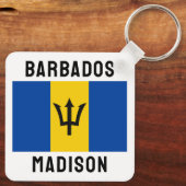 Aangepaste naam Barbados-vlag Sleutelhanger (Achterkant)