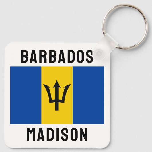 Aangepaste naam Barbados-vlag Sleutelhanger (Achterkant)