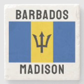 Aangepaste naam Barbados-vlag Stenen Onderzetter (Voorkant)