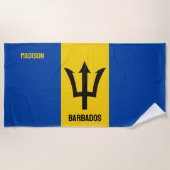 Aangepaste naam Barbados-vlag Strandlaken (Voorkant)