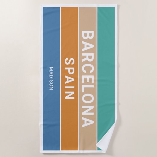 Aangepaste naam Barcelona Spanje / JOUW TEKST Strandlaken (Voorkant)