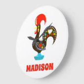 Aangepaste naam Barcelos Portugees Haan Zwart Grote Klok (Hoek)