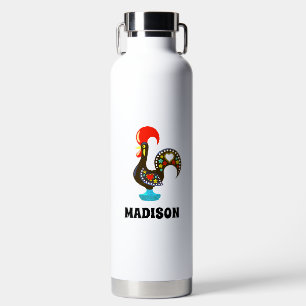 Aangepaste naam Barcelos Portugees Haan Zwart Waterfles