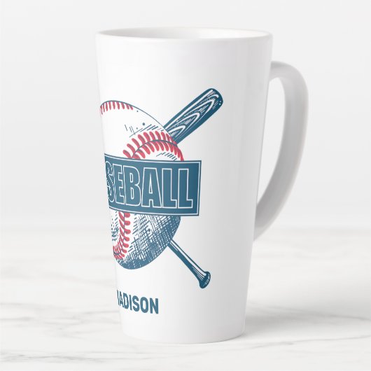 Aangepaste naam Baseball Latte Mok (Rechterhoek)