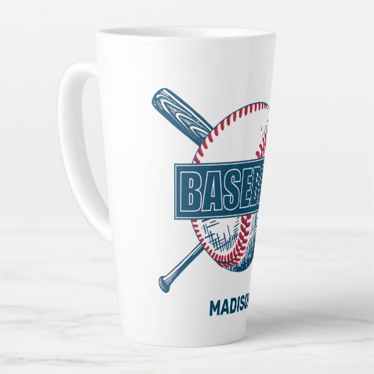 Aangepaste naam Baseball Latte Mok (Linkerhoek)