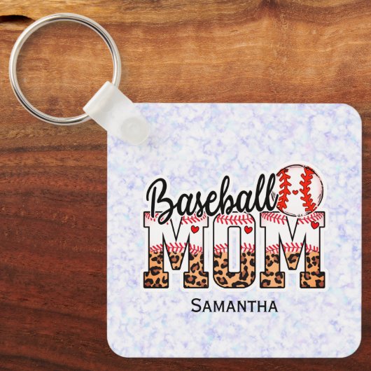 Aangepaste naam Baseball Ma | MOEDERDAG Sleutelhanger (Voorkant)