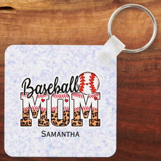 Aangepaste naam Baseball Ma | MOEDERDAG Sleutelhanger (Achterkant)