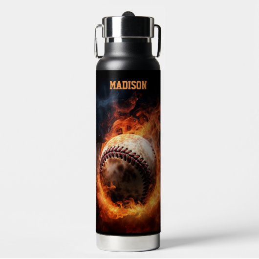Aangepaste naam Baseball on Fire Waterfles (Voorkant)