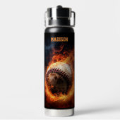 Aangepaste naam Baseball on Fire Waterfles (Achterkant)