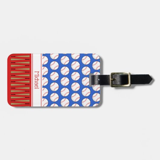 Aangepaste naam Baseball-patroon Bagagelabel (Voorkant horizontaal)