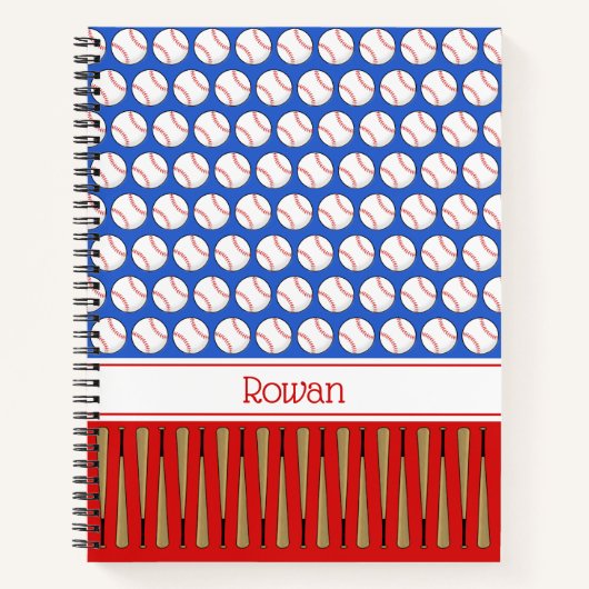 Aangepaste naam Baseball-patroon Notitieboek (Voorkant)