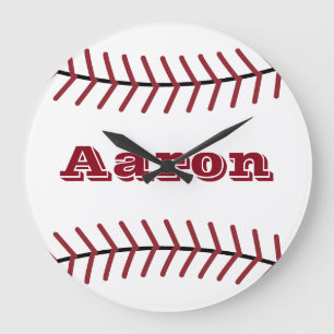 Aangepaste naam Baseball Sportwandklokdecor Grote Klok