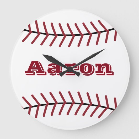 Aangepaste naam Baseball Sportwandklokdecor Grote Klok (Voorkant)