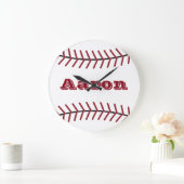Aangepaste naam Baseball Sportwandklokdecor Grote Klok (Huis)