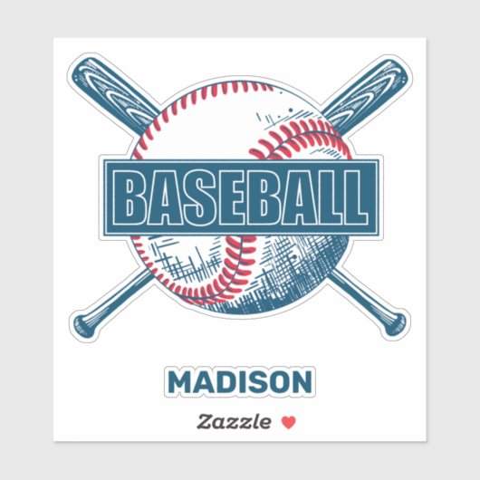 Aangepaste naam Baseball Sticker (Vel)