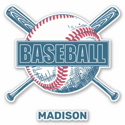 Aangepaste naam Baseball Sticker (Voorkant)