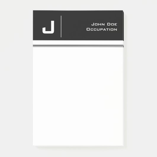 Aangepaste naam Basic Clean Simple Minimalist Blac Post-it® Notes (Voorkant)