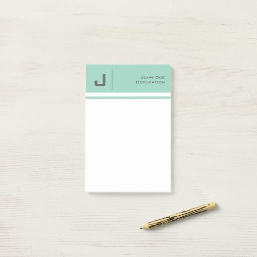 Aangepaste naam Basic Clean Simple Minimalist Blau Post-it® Notes (Op bureau)