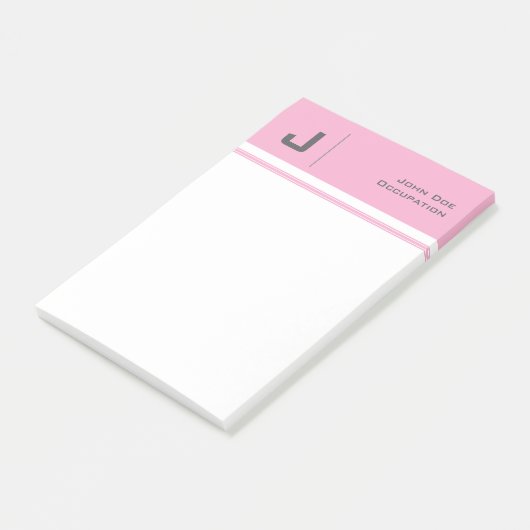 Aangepaste naam Basic Clean Simple Minimalist Pink Post-it® Notes (Schuin)