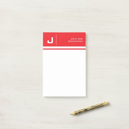 Aangepaste naam Basic Clean Simple Minimalist Red Post-it® Notes (Op bureau)