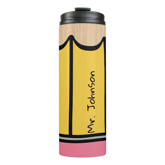 Aangepaste Naam Basisschool Leraar Gift Pencil Thermosbeker (Voorkant)