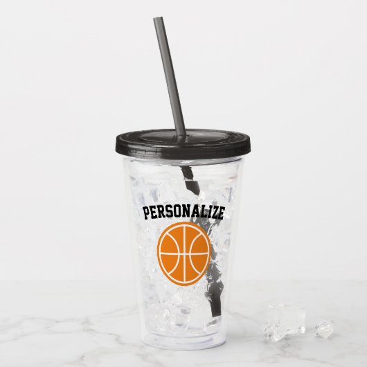 Aangepaste naam basketbal acryltumglas acryl drinkbeker (Voorkant ijs)