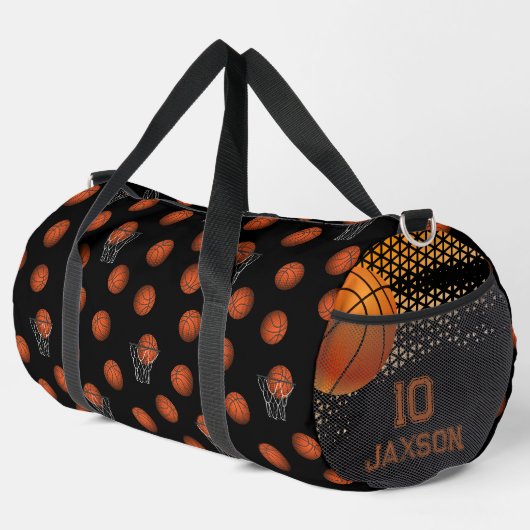 Aangepaste naam Basketbal Bag | Gepersonaliseerd n Plunjezak (Rechterhoek)