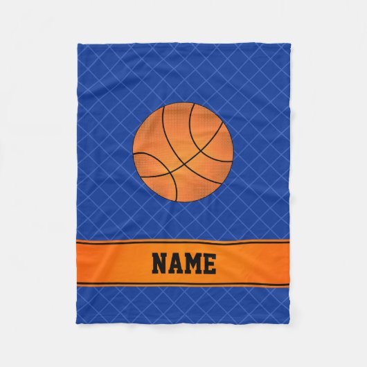 Aangepaste naam basketbal blauwe crisishaard kruis fleece deken (Voorkant)