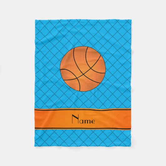 Aangepaste naam basketbal blauwe crisishaard kruis fleece deken (Voorkant)