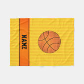 Aangepaste naam basketbal gele strepen fleece deken (Voorkant (Horizontaal))