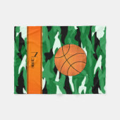 Aangepaste naam basketbal groene camouflage fleece deken (Voorkant (Horizontaal))