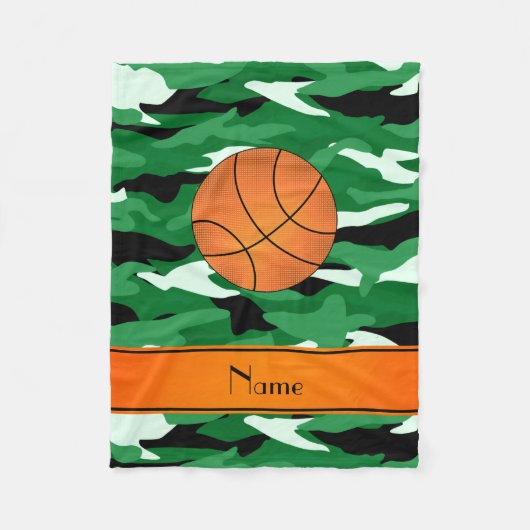 Aangepaste naam basketbal groene camouflage fleece deken (Voorkant)