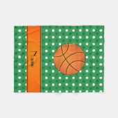 Aangepaste naam basketbal groene witte stippen fleece deken (Voorkant (Horizontaal))