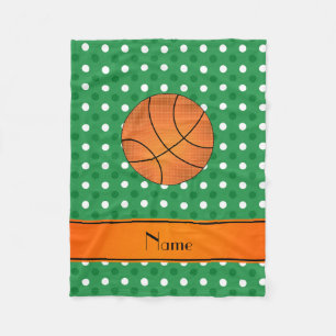 Aangepaste naam basketbal groene witte stippen fleece deken