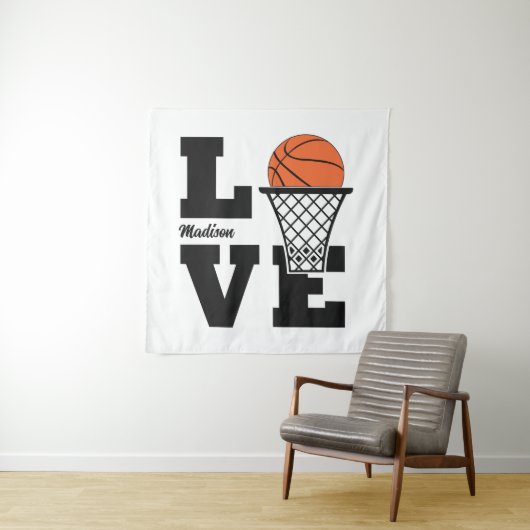 Aangepaste naam basketbal liefde wandkleed (In situ)
