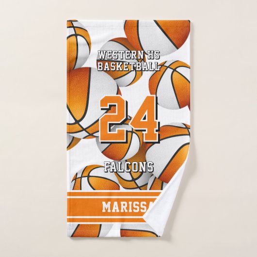 Aangepaste naam basketbal oranje team kleuren handdoek (Handdoek)