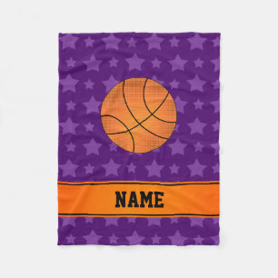 Aangepaste naam basketbal paarse sterren fleece deken