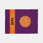 Aangepaste naam basketbal paarse strepen fleece deken (Voorkant (Horizontaal))