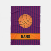 Aangepaste naam basketbal paarse strepen fleece deken (Voorkant)