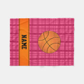 Aangepaste naam basketbal roze plaid fleece deken (Voorkant (Horizontaal))