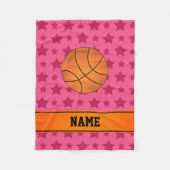 Aangepaste naam basketbal roze sterren fleece deken (Voorkant)